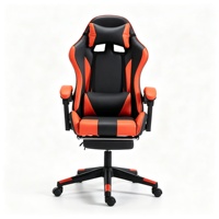 Chaise de jeu ergonomique en cuir PU noir et rouge, dossier haut, appui-tête réglable, rotation à 360 degrés, lumières LED RGB pour les joueurs PC