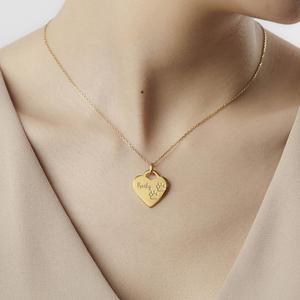 Dainly En Acier Inoxydable Souvenir Cadeaux Bijoux Gravé Message <span class=keywords><strong>Mot</strong></span> Amour <span class=keywords><strong>Maman</strong></span> Papa En Forme De Coeur Pendentif Collier - Product Image 4