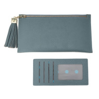 Dompet Wanita Kulit PU Biru Teal dengan Resleting, Dompet Panjang dengan Tempat Kartu yang Dapat Dilepas, Portabel 6 Inci untuk Sehari-hari.