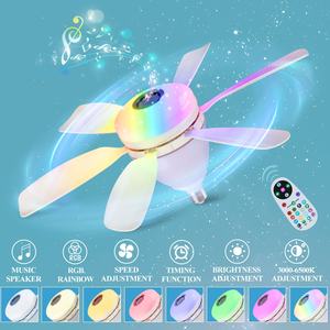 Ventilador de Techo LED con Luz, Cabezal Móvil, Regulación Inteligente, Bombilla de Ventilador Decorativa para el Hogar, Rotación de 360°, Control Remoto, Moderno, E27 - Product Image 1