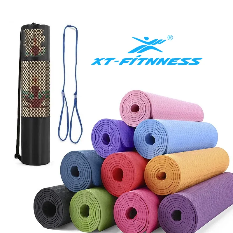 183X61Cm 6Mm Grosir Anti Slip Non-Slip 2 Lapisan Kustom Harga Bagus Lapisan Ganda Tpe Yoga Mat Dicetak