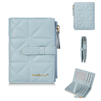 Dompet Koin Wanita Pendek Baellerry Premium dengan Kancing dan Resleting, Warna Merah, Model Fashionable