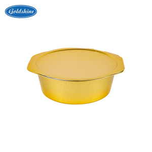 กล่องบรรจุภัณฑ์อาหารแบบนำกลับบ้าน ทำจากฟอยล์อะลูมิเนียมสีทอง รีไซเคิลได้ พร้อมฝาปิดผนึก - Product Image 3