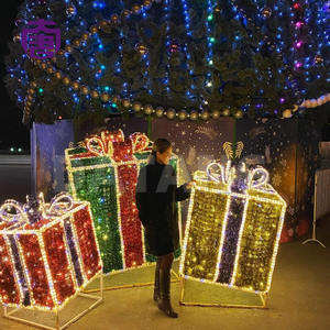 Décorations de Noël extérieures IP65 LED 3D, motifs de boîtes cadeaux lumineuses de luxe pour place publique - Product Image 6