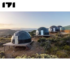 Dôme en verre Geo adapté au glamping par temps tropical avec panneaux solaires Tente écologique Géodesique <span class=keywords><strong>Double</strong></span> dôme vitré de 6m Octogone en verre de 6m - Product Image 4