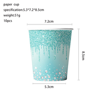 Vaisselle Thème Série Diamant, Fournitures de Fête Diamant Turquoise, Assiette de Dîner pour Fête