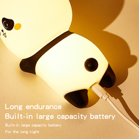 Lampe de nuit en silicone Panda, commande tactile, LED rechargeable, lampe de chevet mignonne en forme d'animal, décoration de chambre d'enfant, lampe de nuit