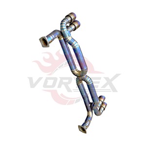 Système d'échappement sport Vortex Titanium Straight Pipe compatible avec Porsche 911 991.2 Turbo S, kit X-Pipe bleu brûlé. - Product Image 4