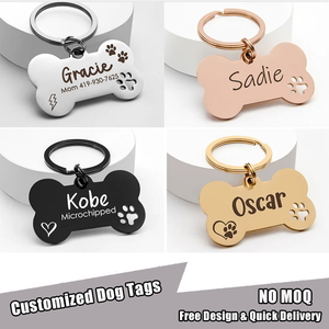 Etiquetas personalizadas de acero inoxidable y silicona para mascotas, etiquetas de identificación personalizadas en blanco para perros y gatos con técnicas de estampado chapado, regalo - Product Image 2