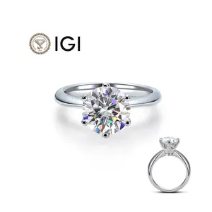 Diamanten Ring 0.5ct 1ct Ronde Briljant Geslepen Synthese Diamant Solitaire Ring 14K Wit Goud Man Gemaakt Diamanten Trouwring