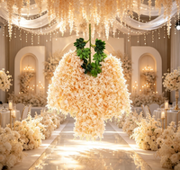 Guirlande de fleurs de lotus artificielles longues, imperméables, modernes, pour mariage, plafond, galerie, banquet, décoration murale, vente en gros, événements
