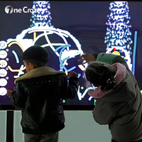 Parque Infantil Interior con Pared de Agua Virtual 3D, Juegos Interactivos Somatosensoriales con Pantalla Táctil Fluida, Estructura Metálica y Pantalla Grande
