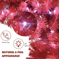 Albero di Natale Artificiale da 180 cm con Luci LED, Albero Natalizio Artificiale a Forma di Cappello di Babbo Natale con 1050 Punte, Albero di Natale Curvo