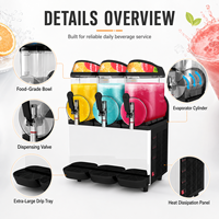 Machine à slush commerciale à 3 bacs, distributeur de boissons glacées en acier inoxydable pour les magasins de proximité et les cinémas