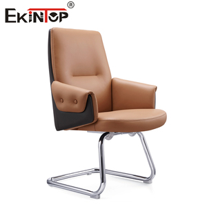 Chaise de bureau ergonomique exécutive en cuir véritable avec dossier haut, pivotante et accoudoirs métalliques - Product Image 3