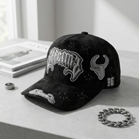 5-delige suède baseballcap op maat gemaakt met diamanten borduurwerk, hoogwaardige heren hiphop pet, aanpasbaar logo, rechtstreeks uit de fabriek