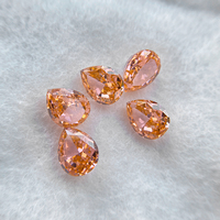 Harga Grosir Batu Permata Zirkon Sintetis Bentuk Pir Warna Oranye Merah CZ Buatan Laboratorium Potongan Bunga Es Batu Cubic Zirconia