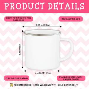 Tasses en émail réutilisables portables de 350 ml avec bord blanc, emballage <span class=keywords><strong>personnalisé</strong></span>, design par sublimation, petites quantités acceptées - Product Image 5