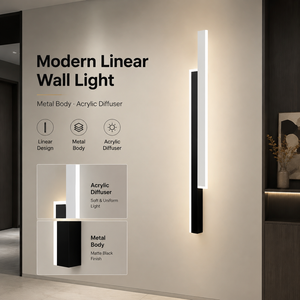 Applique murale LED linéaire moderne en acrylique et métal, décorative pour intérieur, CCT sélectionnable, pour maison, hôtel, couloir, 23W - Product Image 2