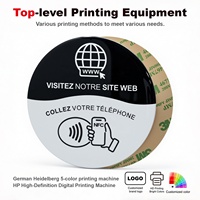 Etiqueta NFC RFID de PVC+Epoxi, Mini Etiqueta con Código QR, Logotipo Personalizado, Adhesivos Impermeables para Mesa, para Pagos en Hoteles y Reseñas de Google