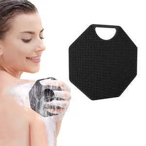Силиконовая щетка для чистки спины, чистящая щетка для тела OEM/ODM cepillo, 12,5x12,5 см, восьмиугольная форма, оптовая продажа, сухая ванна