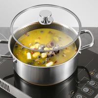 Casserole en acier inoxydable 316 avec revêtement antiadhésif en nid d'abeille, couvercle en verre, double poignée, compatible avec les cuisinières à induction et à gaz