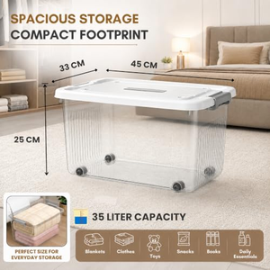 Caja de Almacenamiento de Plástico Transparente Grande y Multiusos 35I con Tapas - Product Image 3