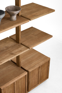 Solid Wood Living Room Vintage Decorative Storage Shelving <strong>Unit</strong> and Bookcase, Featuring a Reclaimed <strong>Pine</strong> Veneer Finish - Product Image 5