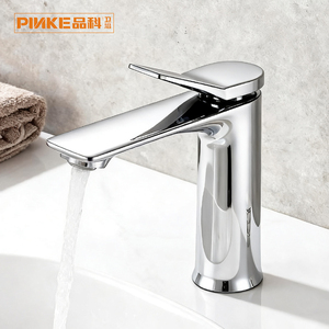 Robinet de salle de bain monocommande monotrou en alliage de zinc chromé, design moderne et contemporain, avec cartouche en céramique et débit contrôlé - Product Image 2