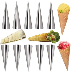 Cream Horn Molds Baking Cones Stainless Steel Roll Horn Forms Conical Danish Pastry Croissant Cones Moulds