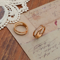 Bagues de couple délicates en zircon à double couche creuse, plaquées or 18K PVD en acier inoxydable, pour femme, cadeau de mariage