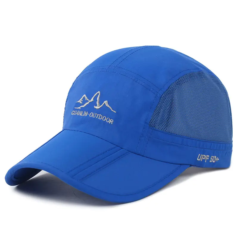 Nieuwe Stijl Unisex 5 Panel Sneldrogend Baseball Hoeden Out Deur Mesh Gevouwen Droge Fit Sport Caps