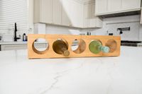 Porte-bouteilles empilable en bambou naturel bio, design moderne et écologique, pour 5 bouteilles