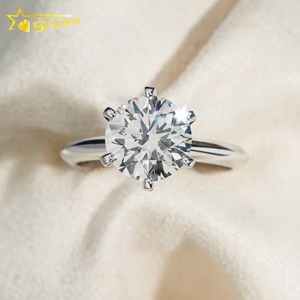 Con certificato classico 6 artigli solitario rotondo taglio brillante 2ct VS2 Lab cresciuto diamante CVD anello di fidanzamento 18K oro massiccio - Product Image 2