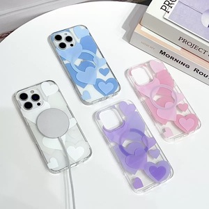Nueva funda de teléfono magnética transparente con estampado de amor para iPhone 17Air 14 15 16 Pro Max PC + funda de teléfono de TPU - Product Image 1