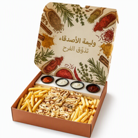 Boîte à emporter en kraft anti-graisse jetable, boîte d'emballage personnalisée avec logo et design arabe pour shawarma, kebab et frites