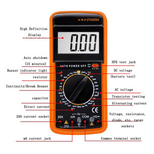 DT9205A Electrician High Electronic Multimeter <b>Digital</b> Universal Meter Anti-burn With Automatic Shutdown - Product Image 3