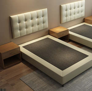 Juego de Cama Doble Moderno y Duradero con Tapicería de Madera, Cabecera Acolchada, Mesitas de Noche, para Apartamentos, Hoteles y Habitaciones - Product Image 1