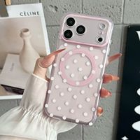 Nouveauté Étui magnétique 3D à pois pour iPhone 18pro Coque transparente antichoc avec anneau d'adsorption puissant