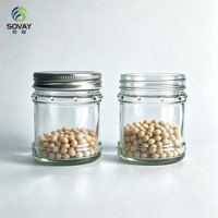 Stoples Kaca Bermotif Titik 180ml, Wadah Silinder Transparan untuk Madu, Rempah-rempah, dan Penyimpanan Makanan Dapur Ukuran Sedang