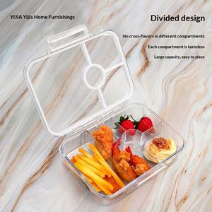 Tritan Bento Box Student <b>Lunch</b> Box Transparent Multi-Compartment Children's <b>Lunch</b> Box Sealed European American Single Button - Product Image 3