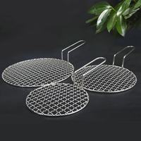 Grille de barbecue ronde légère en acier inoxydable 304 avec poignée pour camping en plein air, randonnée, foyer à charbon de bois