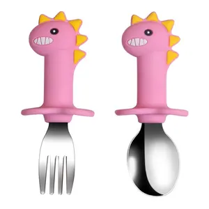 silicone baby feeding fork spoon kids dining training and fork safe baby food and fork and spoon set silicon