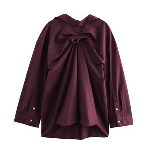 SHENZHU <span class=keywords><strong>mujer</strong></span> 2024 otoño nuevo cuello en V abotonado espalda plisada suelta versátil Chic camisa 8530200 - Product Image 3