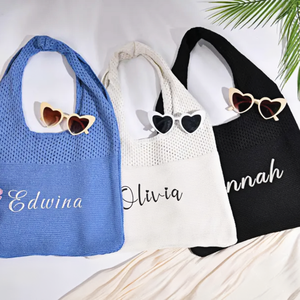 Bolso de mano con nudo de muñeca a cuadros grueso <span class=keywords><strong>y</strong></span> hombro de punto personalizado para hombres <span class=keywords><strong>y</strong></span> mujeres con diseño de flores de punto <span class=keywords><strong>y</strong></span> Material de algodón - Product Image 4