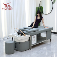 Lit de lavage de cheveux électrique personnalisable pour institut de beauté et salon, avec fonction spa et moxibustion