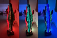 Sculpture de tête de cheval en FRP sur mesure, style moderne Pop Art, avec lampe LED au sol intégrant un motif animalier