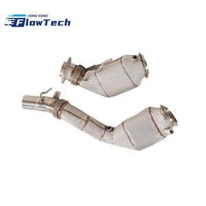 Downpipe FlowTech SS304 avec filtre sport haute performance 200 cellules pour BMW M3 F80 M4 F82 F83 S55 3.0T – Fixation directe par boulons - Product Image 4