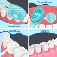 Mini-brosses à dents jetables avec dentifrice + gratte-langue + fil dentaire + cure-dent, brosses à dents de voyage à poils souples