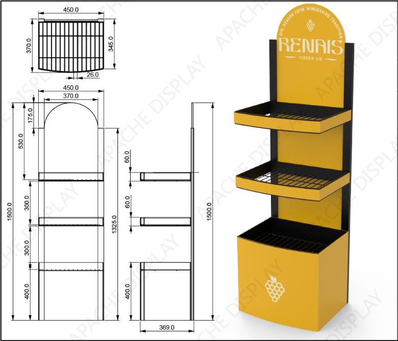 Customized Metal Gin Display Stand Floor Standing Shelf for Supermarket& Liquor Store & Retail Shop — view 2